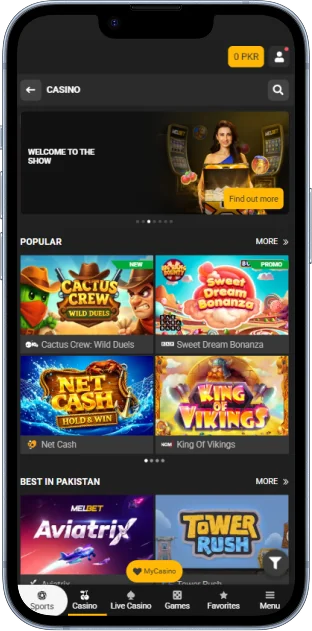 Casino Games in the Melbet App