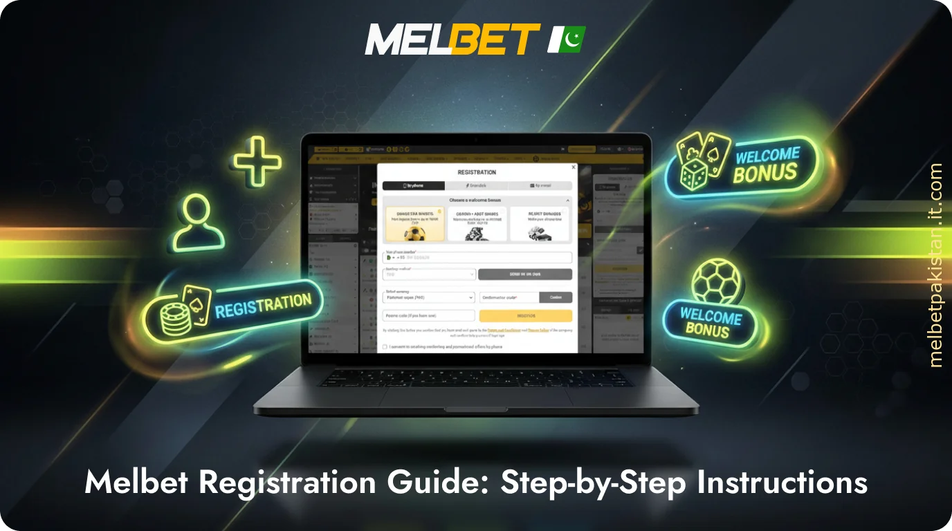 Users from Pakistan can create a Melbet account using one of the available registration methods